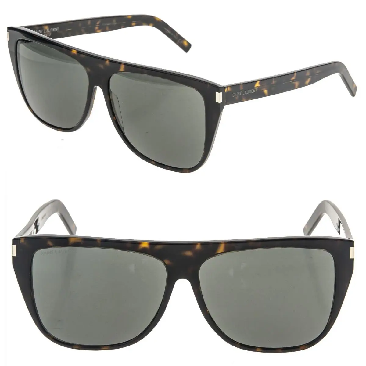 Saint Laurent SL 1 Slim 002 Tortoise Gray Rectangular Unisex Mask Sunglasses SL1