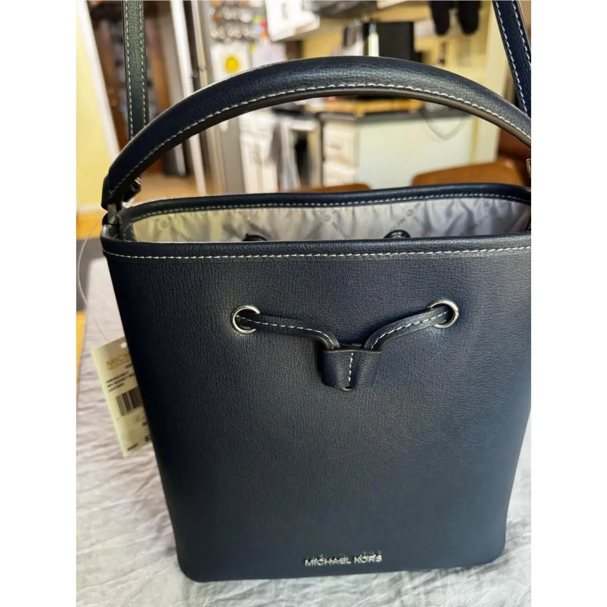 Michael Kors Suri Blue Signature Medium Bucket Messenger Bag
