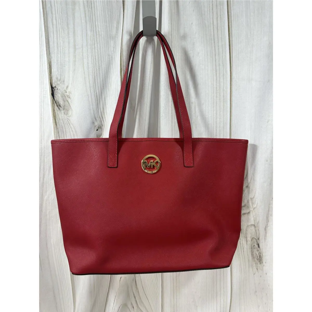 Michael Kors Leather Jet Set Travel Tote Bag Red 35S3GTVT2T