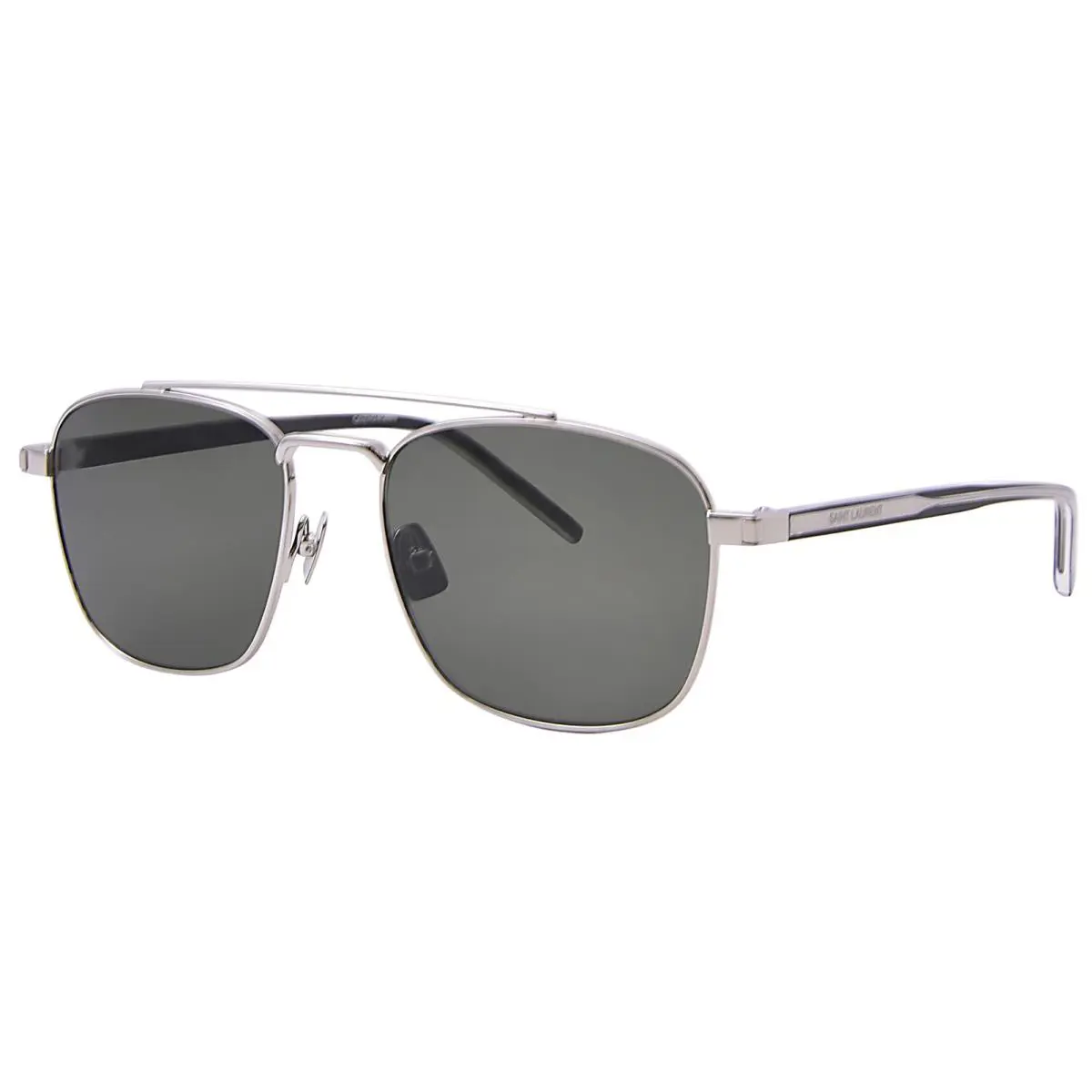 Saint Laurent SL-665 002 Sunglasses Silver/crystal/grey Pilot 56mm