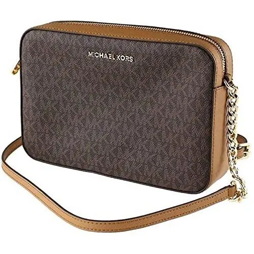 Michael Kors Jet Set Large Printed Logo Crossbody Bag Brown