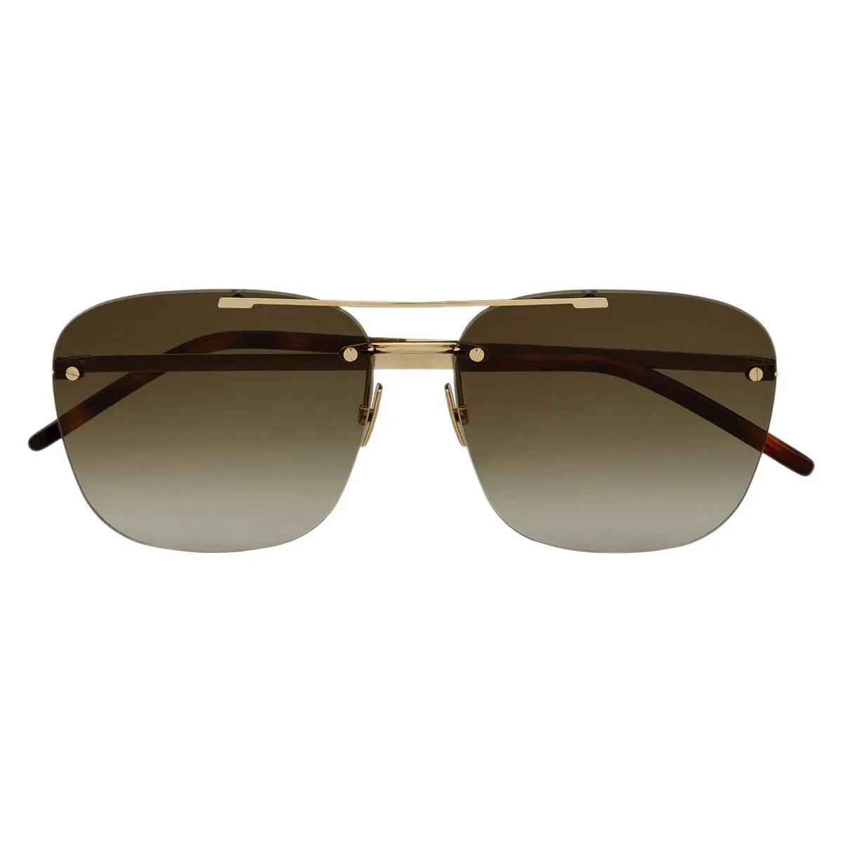 Saint Laurent SL 309 Rimless Sunglasses Gold Aviator 58mm - Frame: Gold, Lens: Brown Gradient