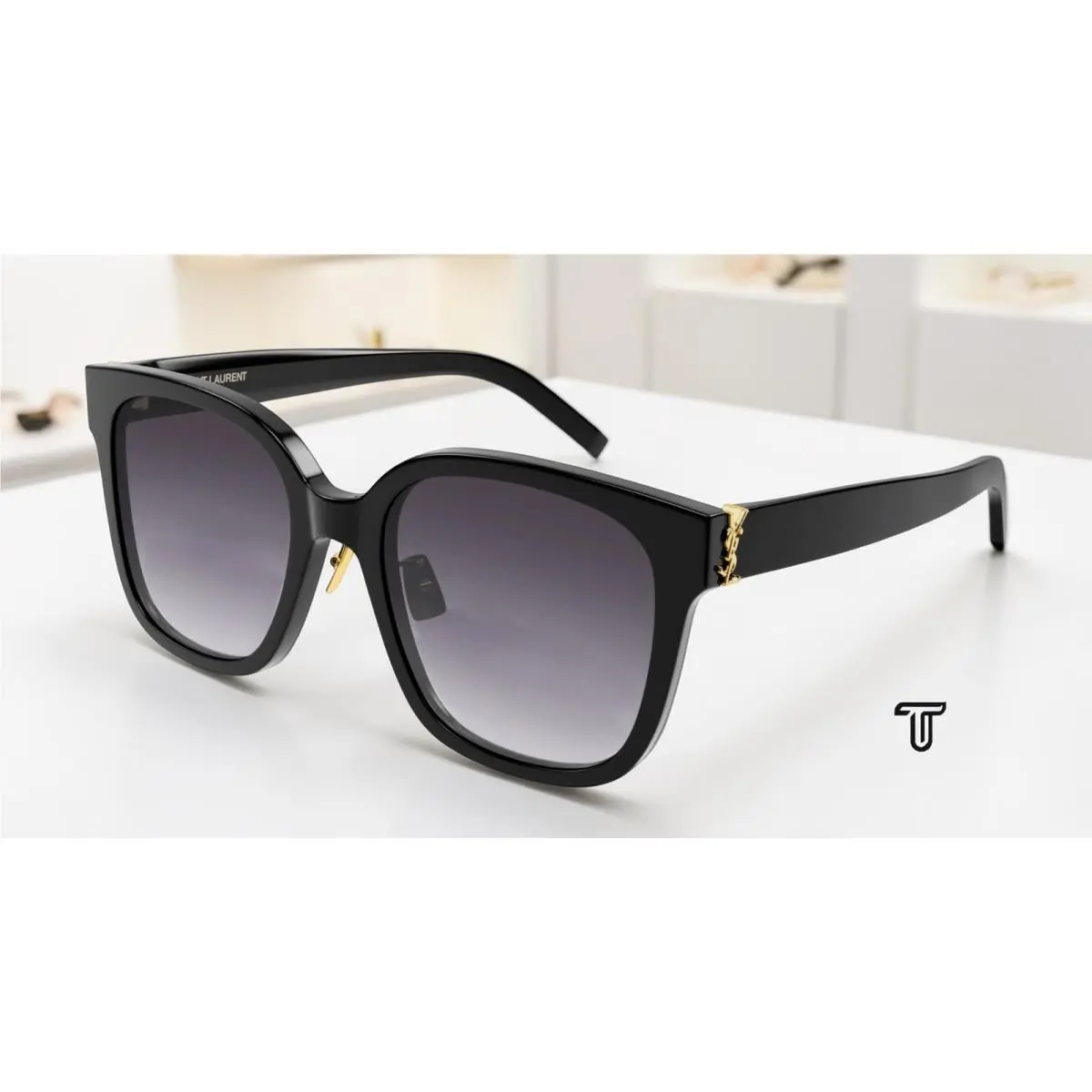 Saint Laurent SL M105 F 002 Cat Eye Acetate Black Grey 55 mm Women`s Sunglasses by Yves Saint Laurent