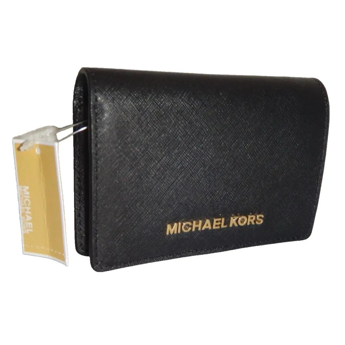 Michael Kors Women`s Jet Set MK MD Slim Wallet 38F8XTTF2L Black Saffiano Leather
