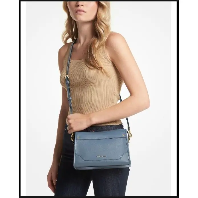 Kors Harrison Large Leather Crossbody Bag Blue