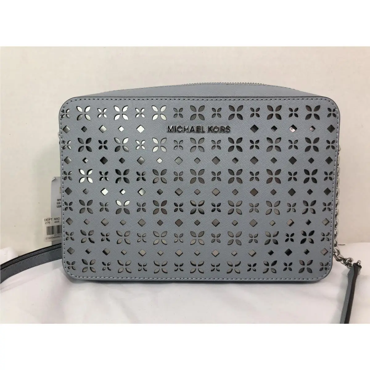 Michael Kors Jet Set Laser Cut Large Leather Crossbody Dusty Blue