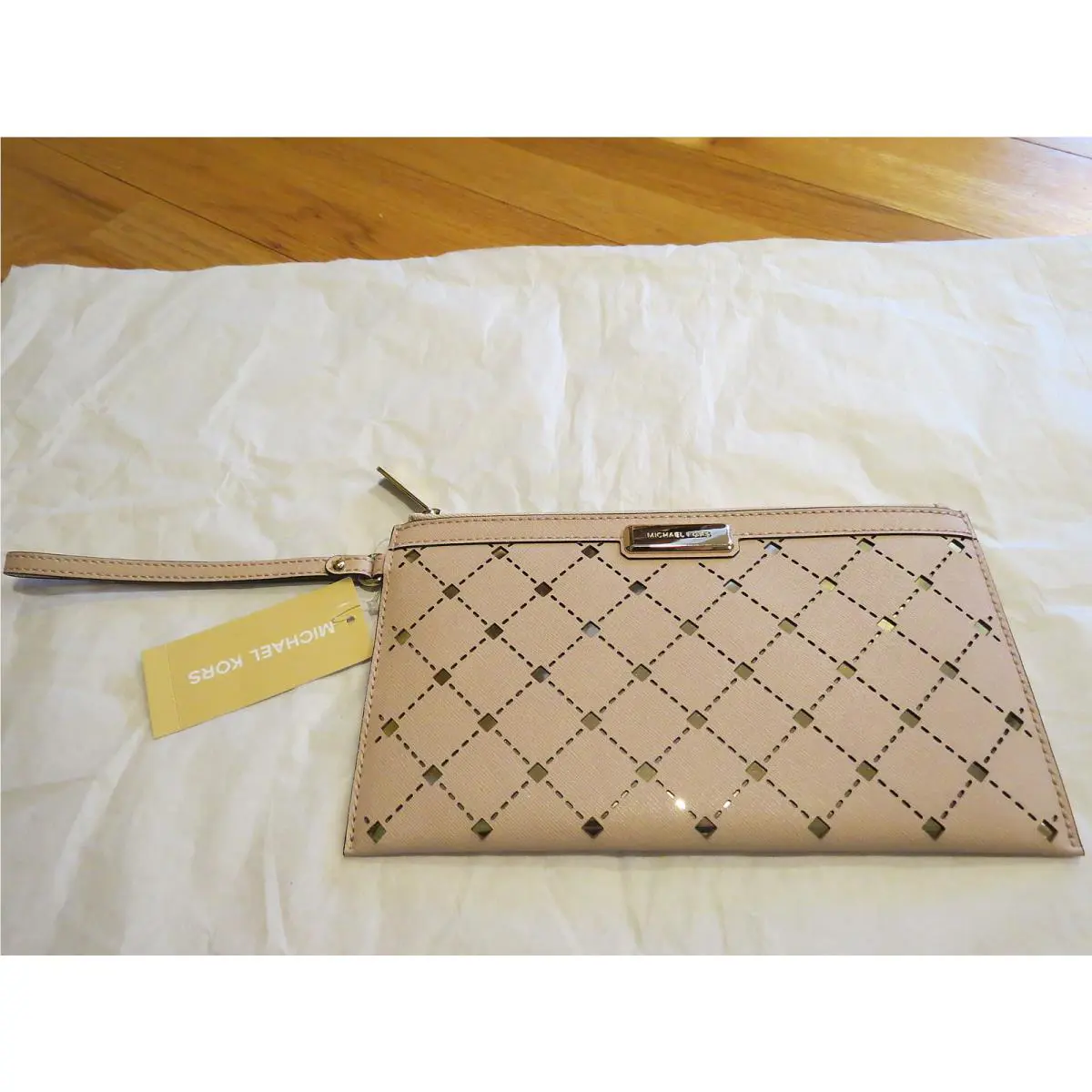 Michael Kors Jamey Clutch Wristlet Pink Saffiano Leather
