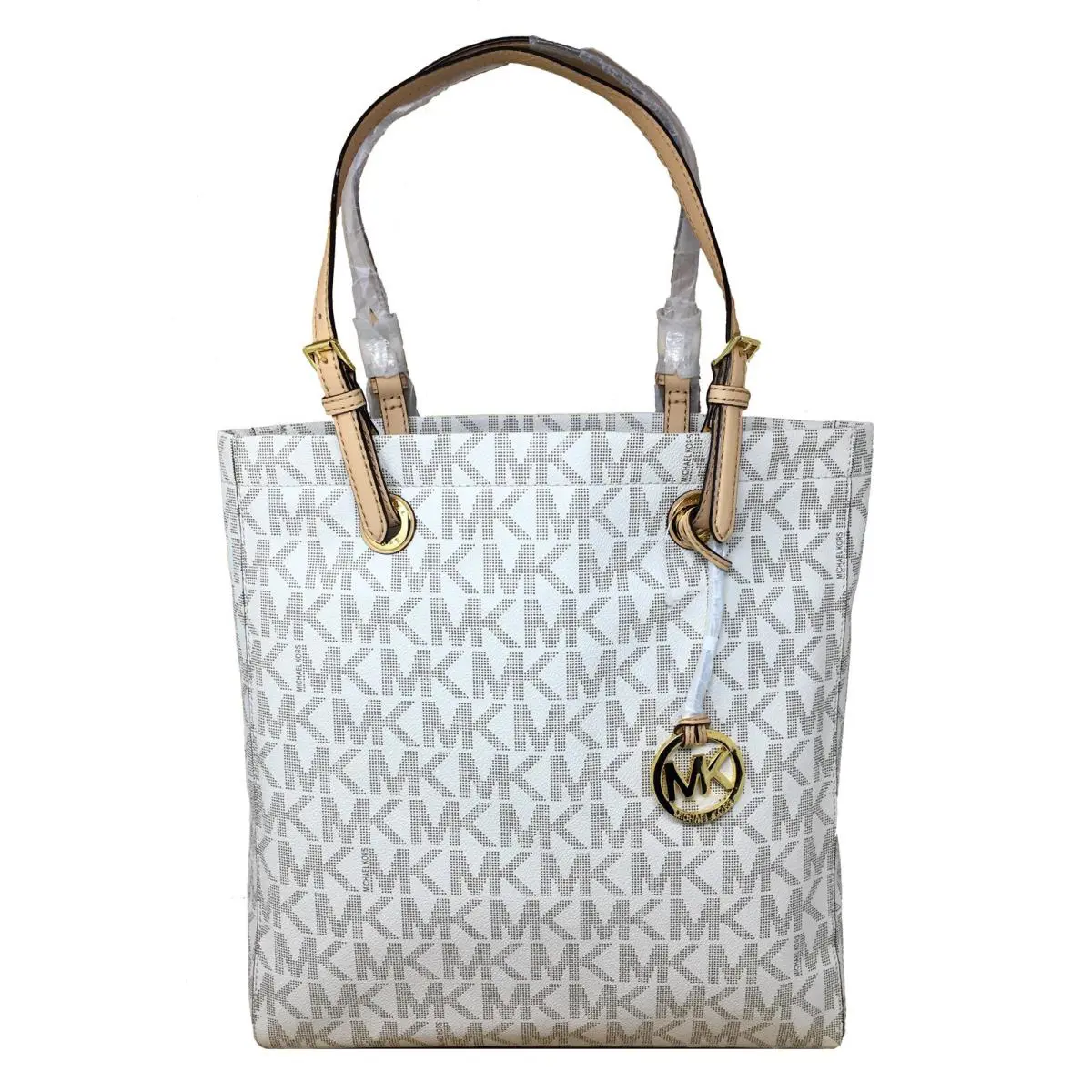 Michael Kors Jet Set Item North South Tote Signature Vanilla Pvc: