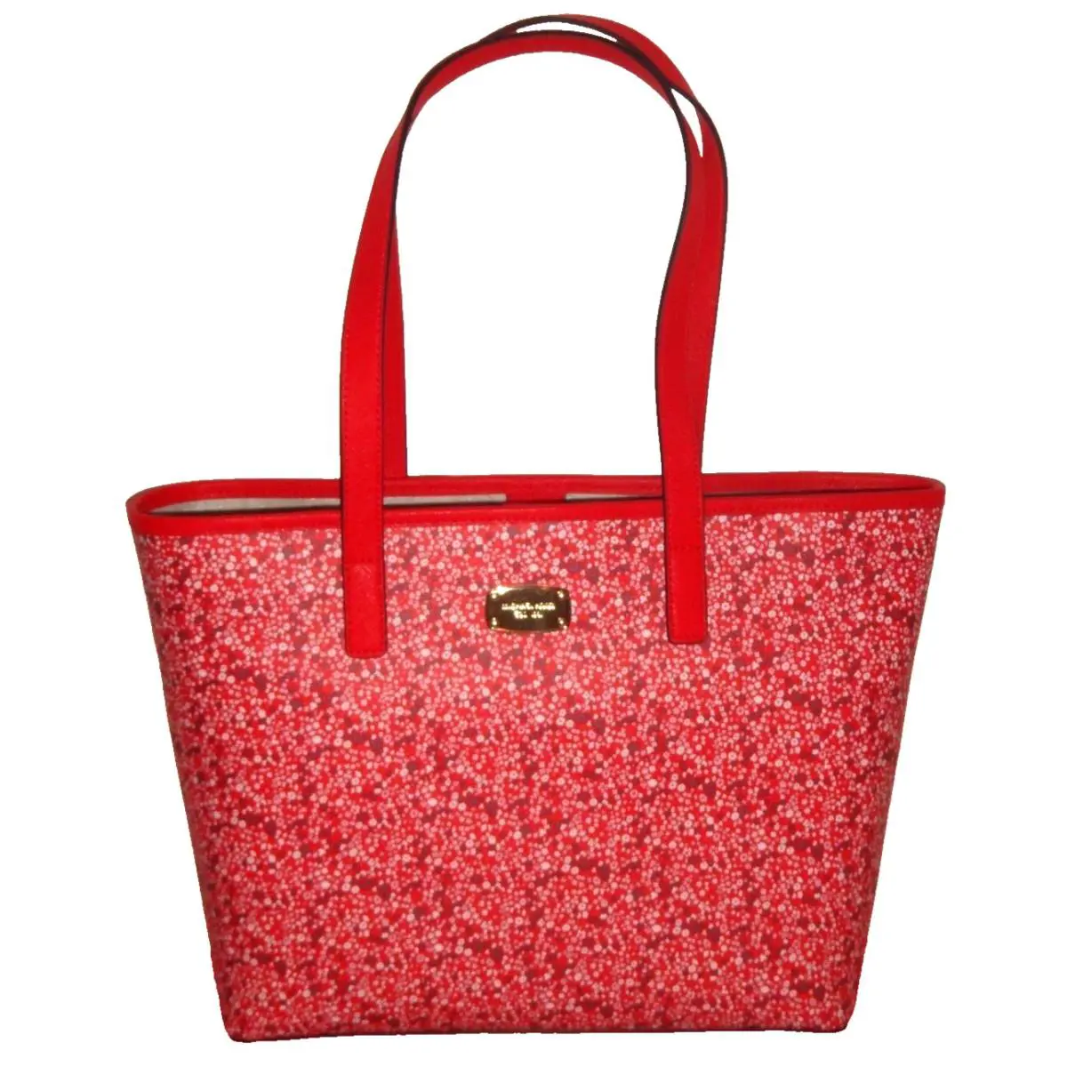 Michael Kors Jet Set Floral MK Travel Tote Bag DK Sangria Red Leather 38S8XTTT1R