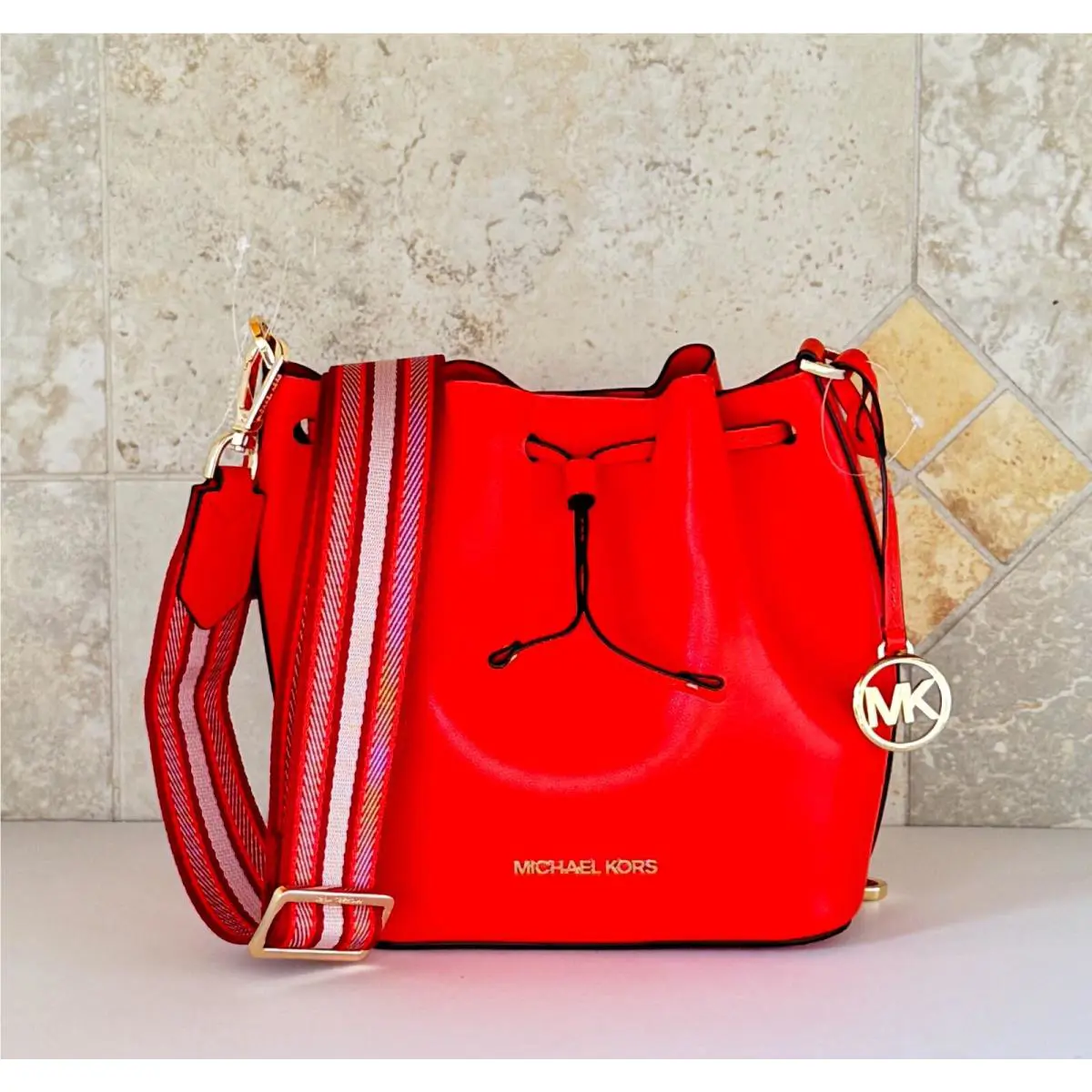 Michael Kors Eden XS Bucket Shoulder Crossbody Leather Bag Mandar