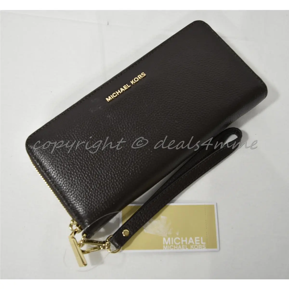 Michael Kors Mercer Travel Continental Wallet in Coffee Brown Pebble Leather