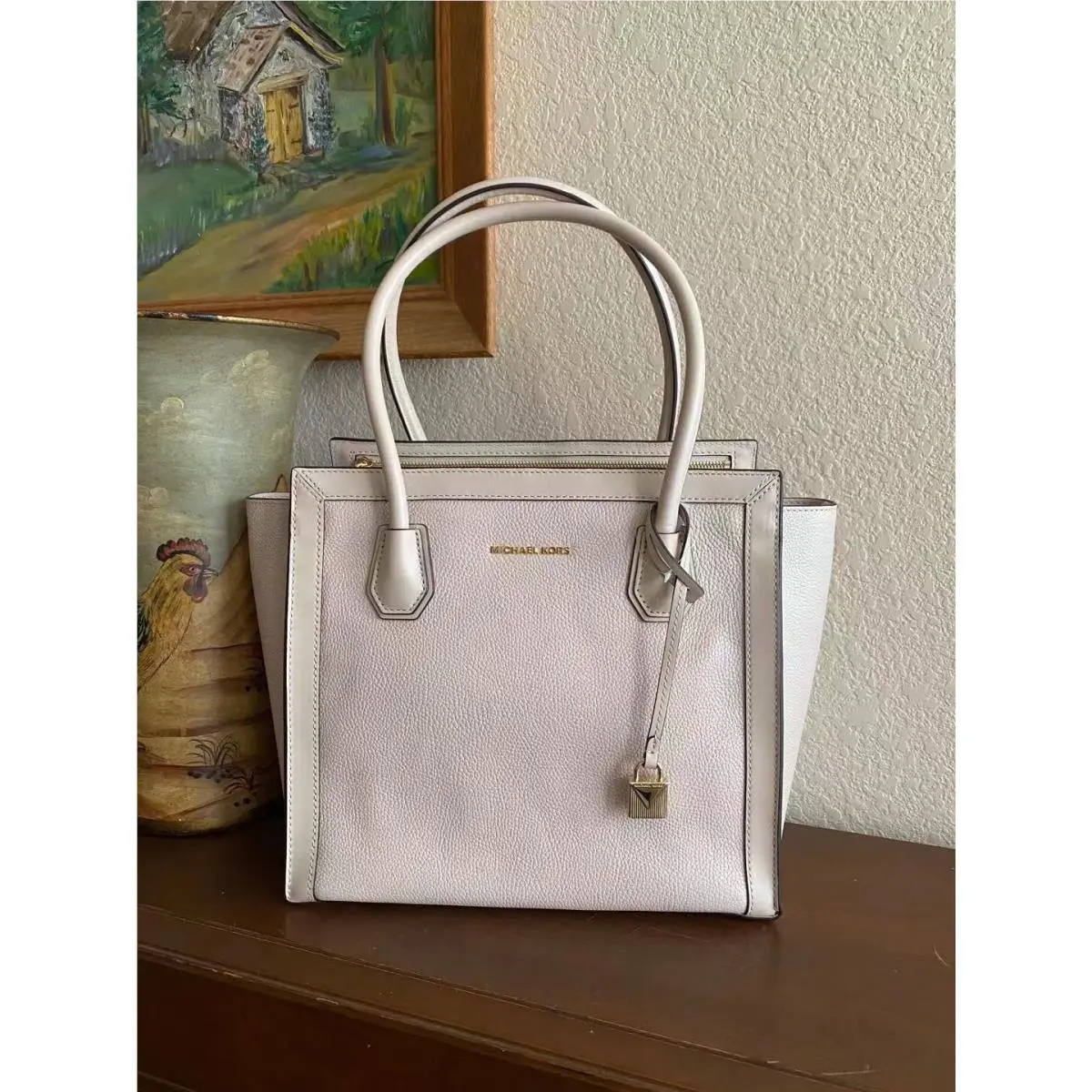 Mercer Studio Large East/west Leather Tote Soft Pink/gold by Michael Kors