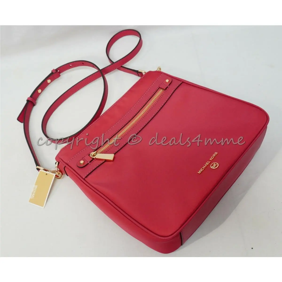 Michael Kors 32H9GT9C3C Jet Set Charm Nylon North South Shoulder Bag Light Berry