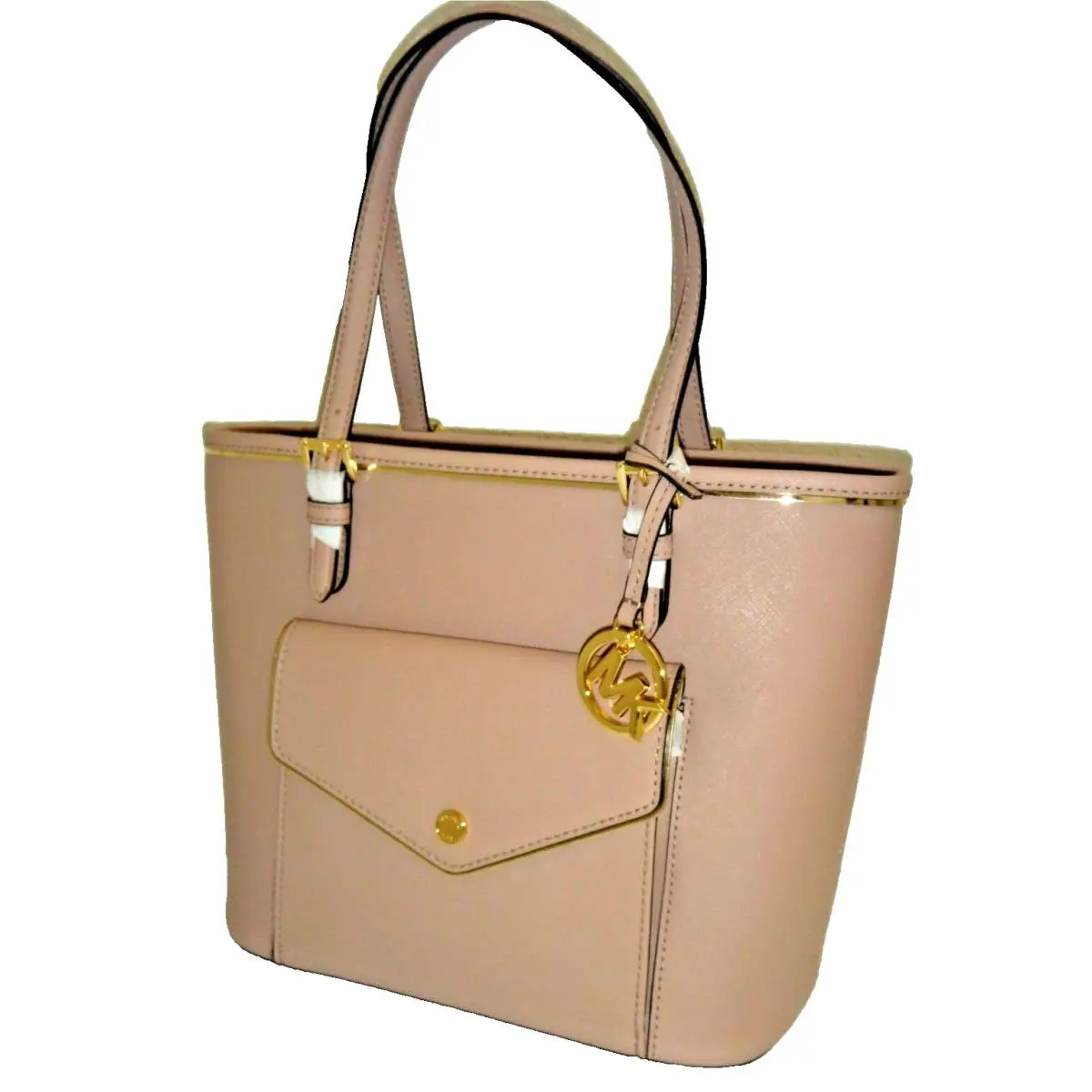 Michael Kors Frame MK MD Pkt MF Tote Bag Fawn Saffiano Leather 38F7XFMT2L