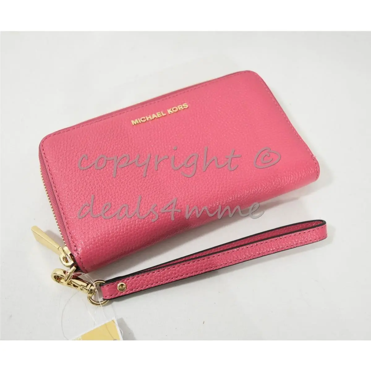 Leather Flat Multi-function Phone Case Wallet/wristlet in Rose Pink by Michael Kors