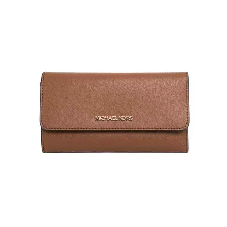 Michael Kors Jet Set Travel Large Trifold Wallet Luggage Brown