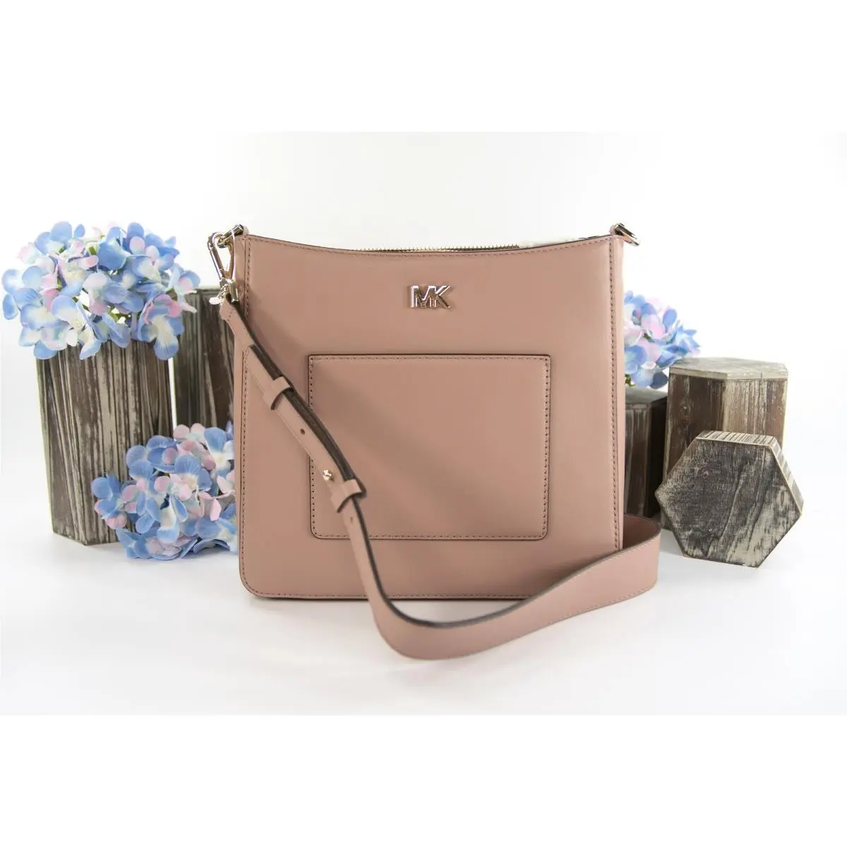 Michael Kors Fawn Leather Swingpack Pocket Large Crossbody Bag