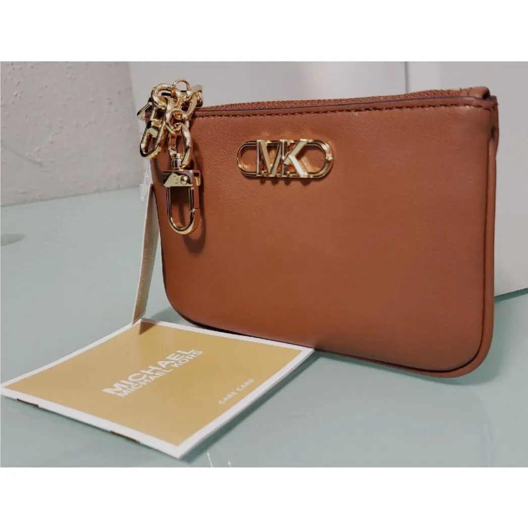 Michael Kors Logo-plaque Brown Calf-leather Women`s Zip Wallet