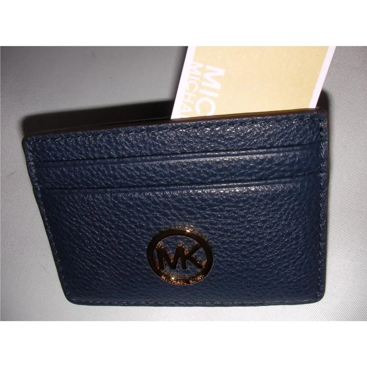Michael Kors Ladies Leather Card Case Holder Wallet NS Navy Color