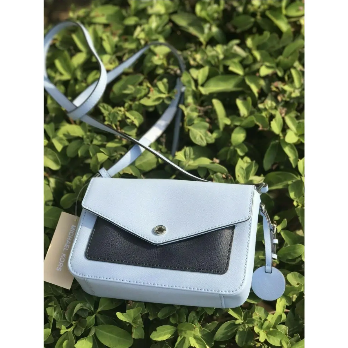 Michael Kors Greenwich Color Pocket Small Flap Crossbody Sky/navy