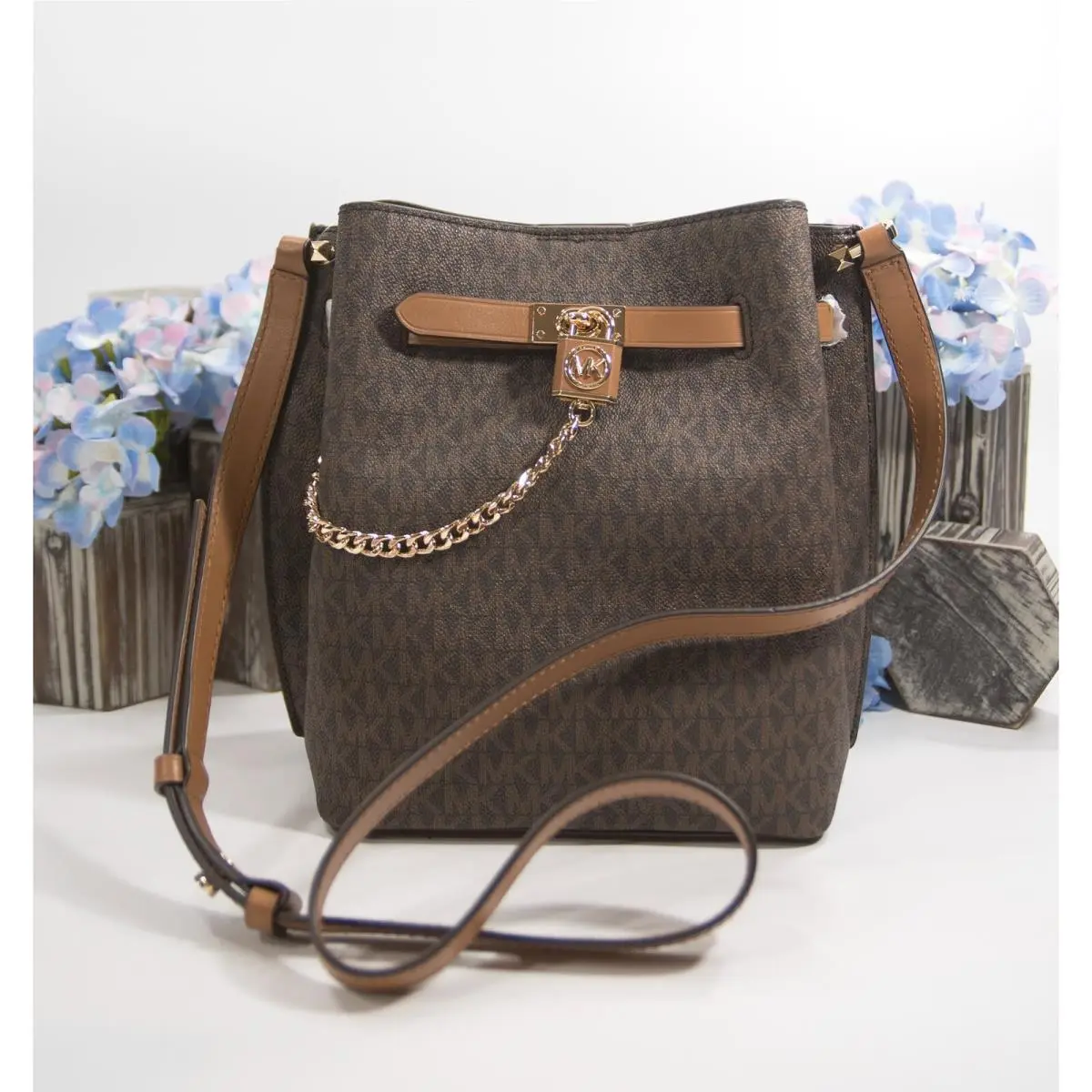 Michael Kors Brown Monogram Hamilton Legacy Leather Satchel Bag