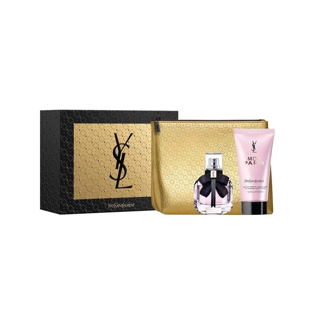 Ysl Mon Paris  2pc Set 1.0 oz Edp + 1.6 Body Lotion +ysl Pouch by Yves Saint Laurent