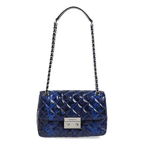 Michael Kors Sloan Large Embossed Leather Shoulder Bag Blue 30H5SSLL3N - Exterior: Blue
