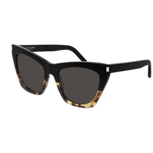Saint Laurent SL 214 Kate 010 Havana Black/black Cat-eye Sunglasses - Frame: Havana Black, Lens: Black