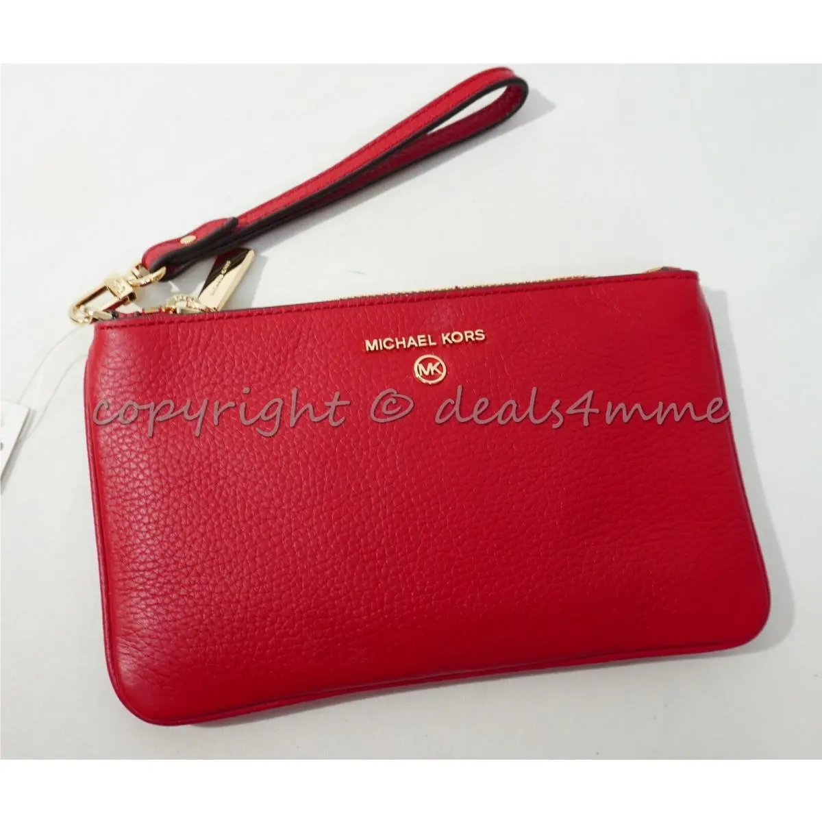Michael Kors 32T1GT9W2L Jet Set Charm Medium Top Zip Leather Wristlet in Crimson