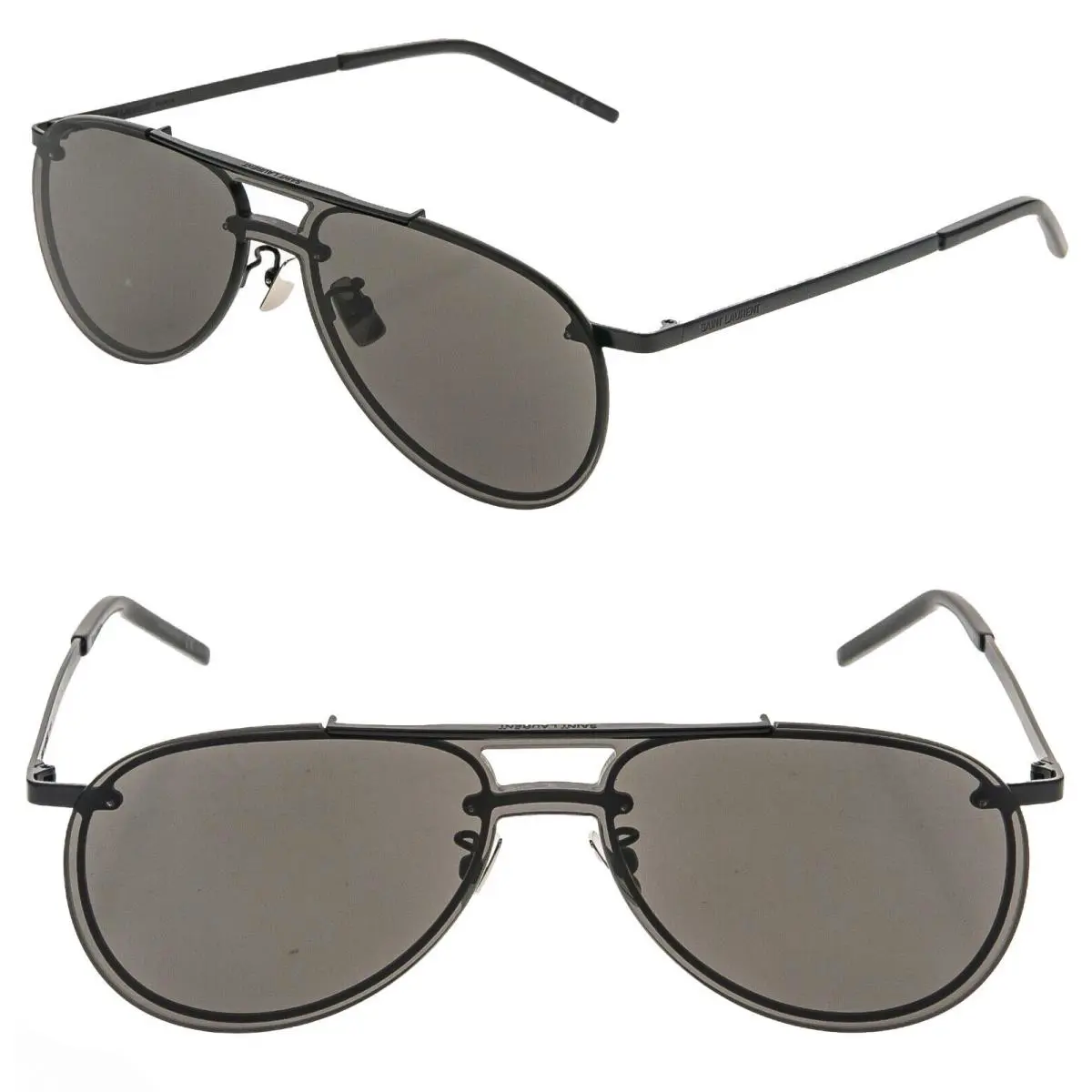 Saint Laurent SL 416 002 Matte Black Mask Aviator Unisex Metal Sunglasses SL416