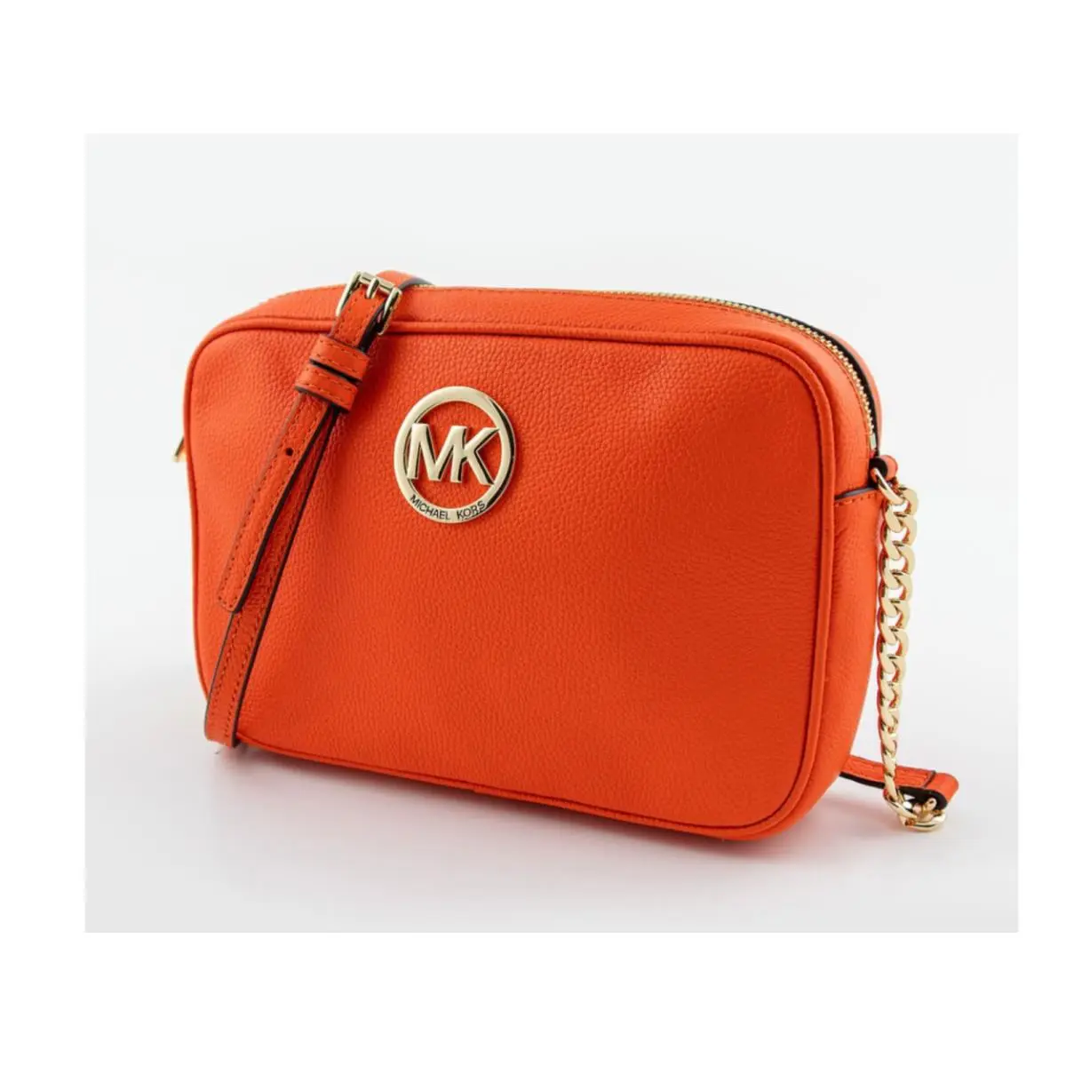 Michael Kors Fulton MK LG EW Crossbody Bag Mandarin Leather Gold Logo 38S8CFTC3L