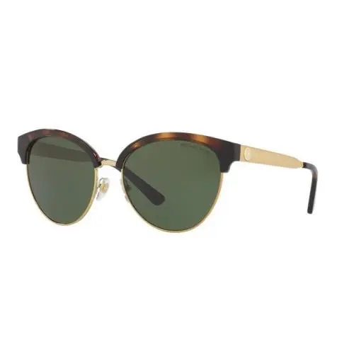Michael Kors MK2057 Dark Tortoise Gold Frame Cat Eye Green Lenses Sunglasses