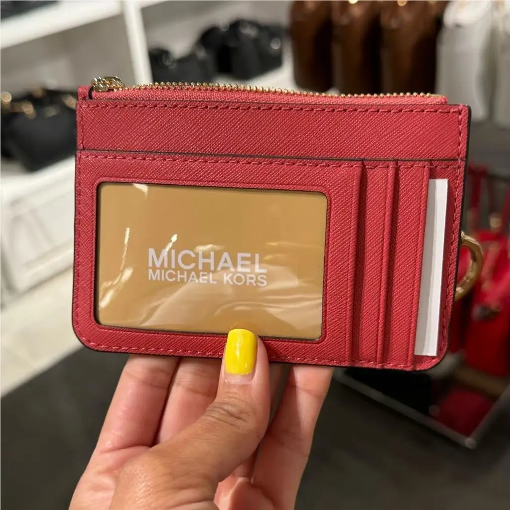 Michael Kors Small Leather Top Zip Coin Pouch ID LT Bry Sbt Keychain Fob Ring