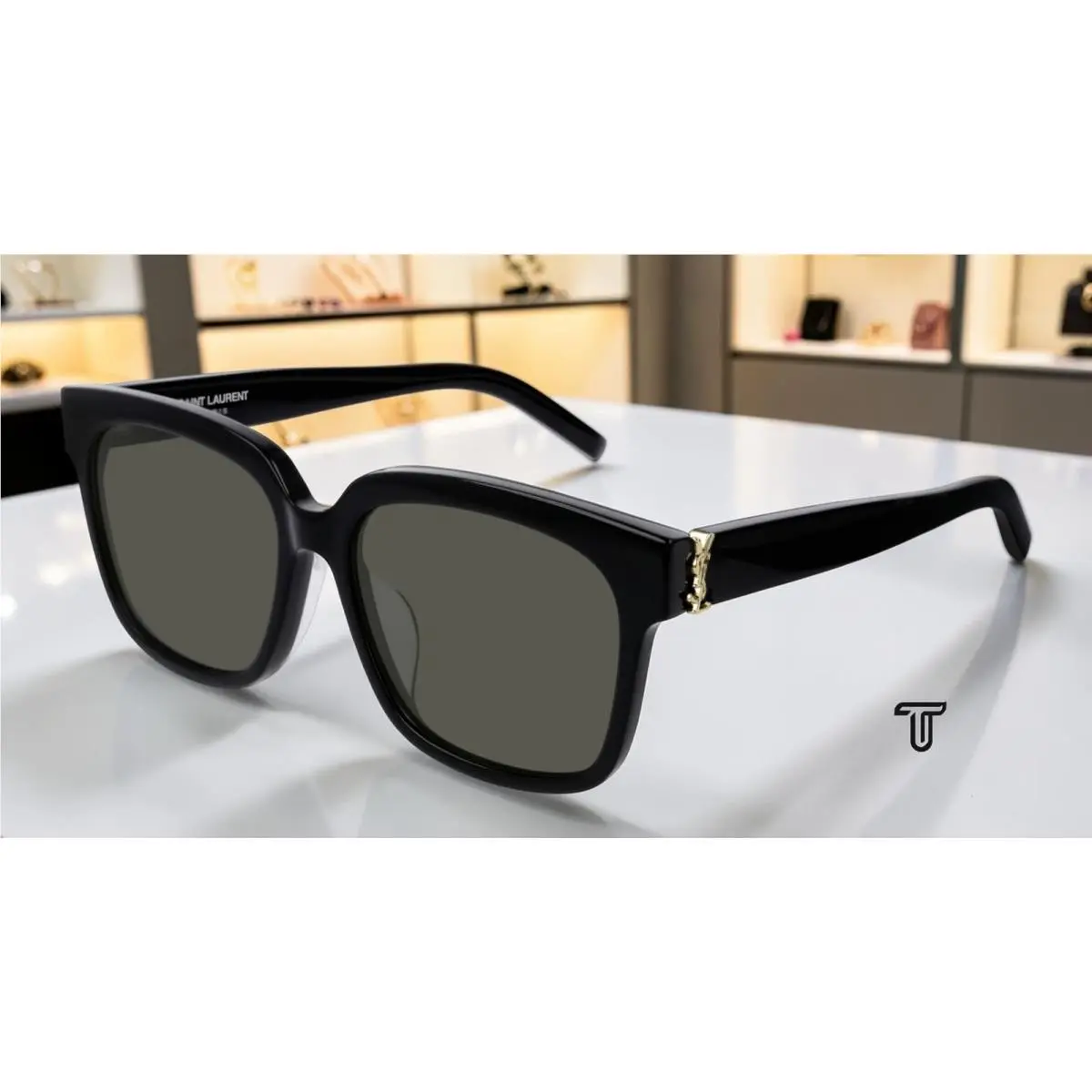 Saint Laurent SL M40 F 003 Rectangular Squared Black Grey 55mm Womens Sunglasses