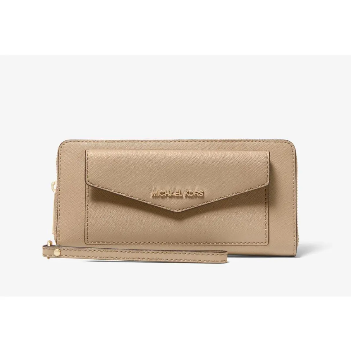 Kors Jet Set Large Saffiano Leather Pocket Wallet Beige