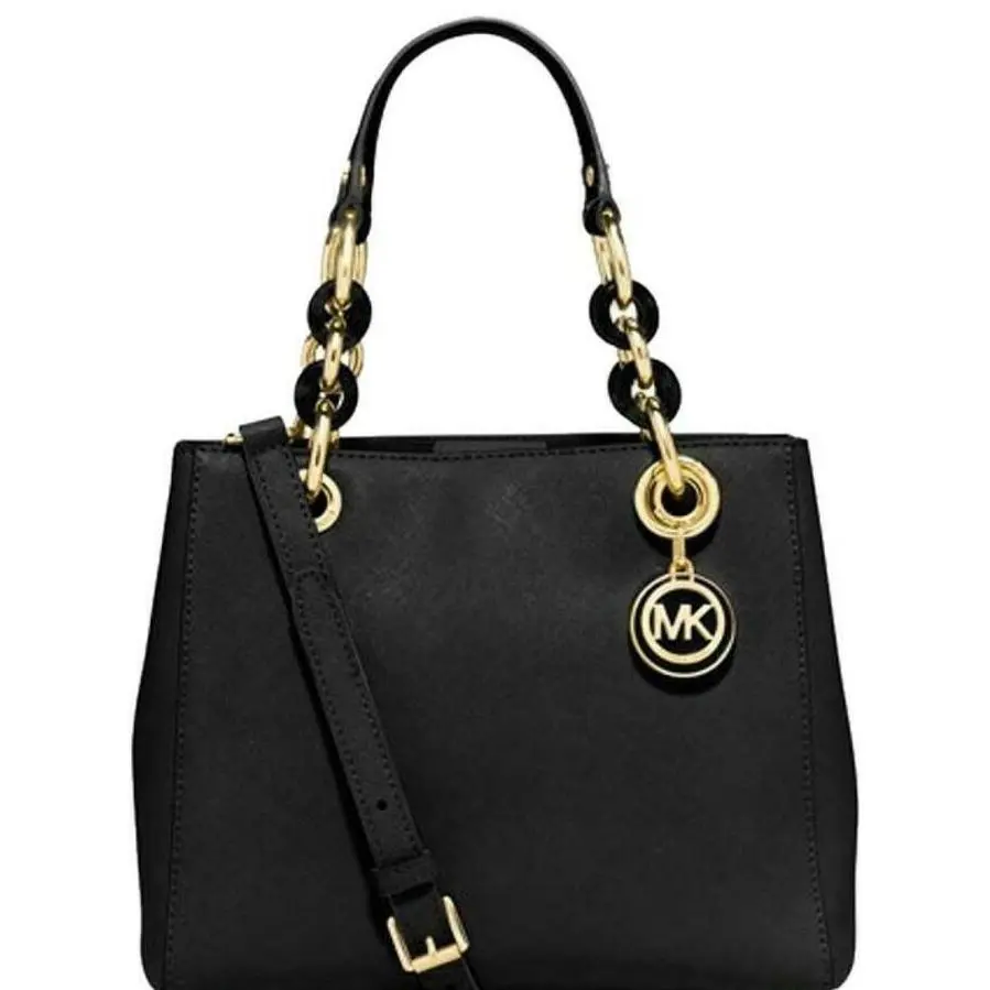 Michael Kors Cynthia Black Saffiano Leather Crossbody Satchel Bag