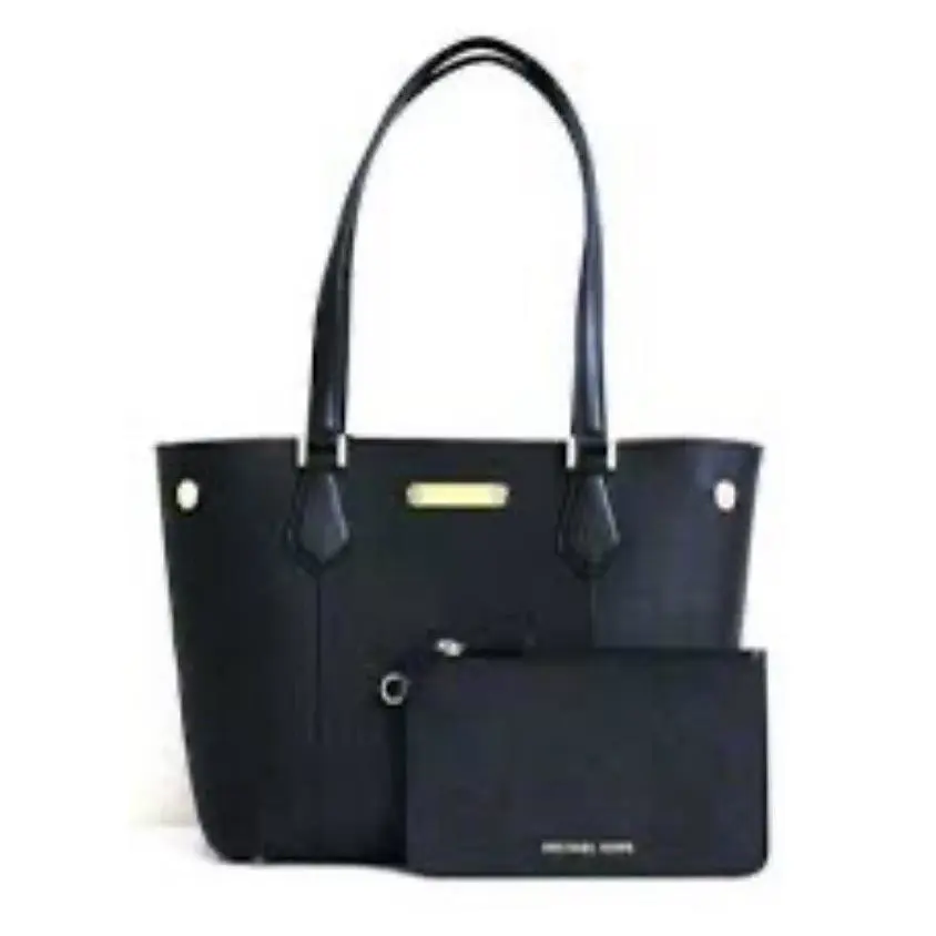 Michael Kors Cori Medium Snap Leather TZ Tote with Zip Pouch in Gold/black
