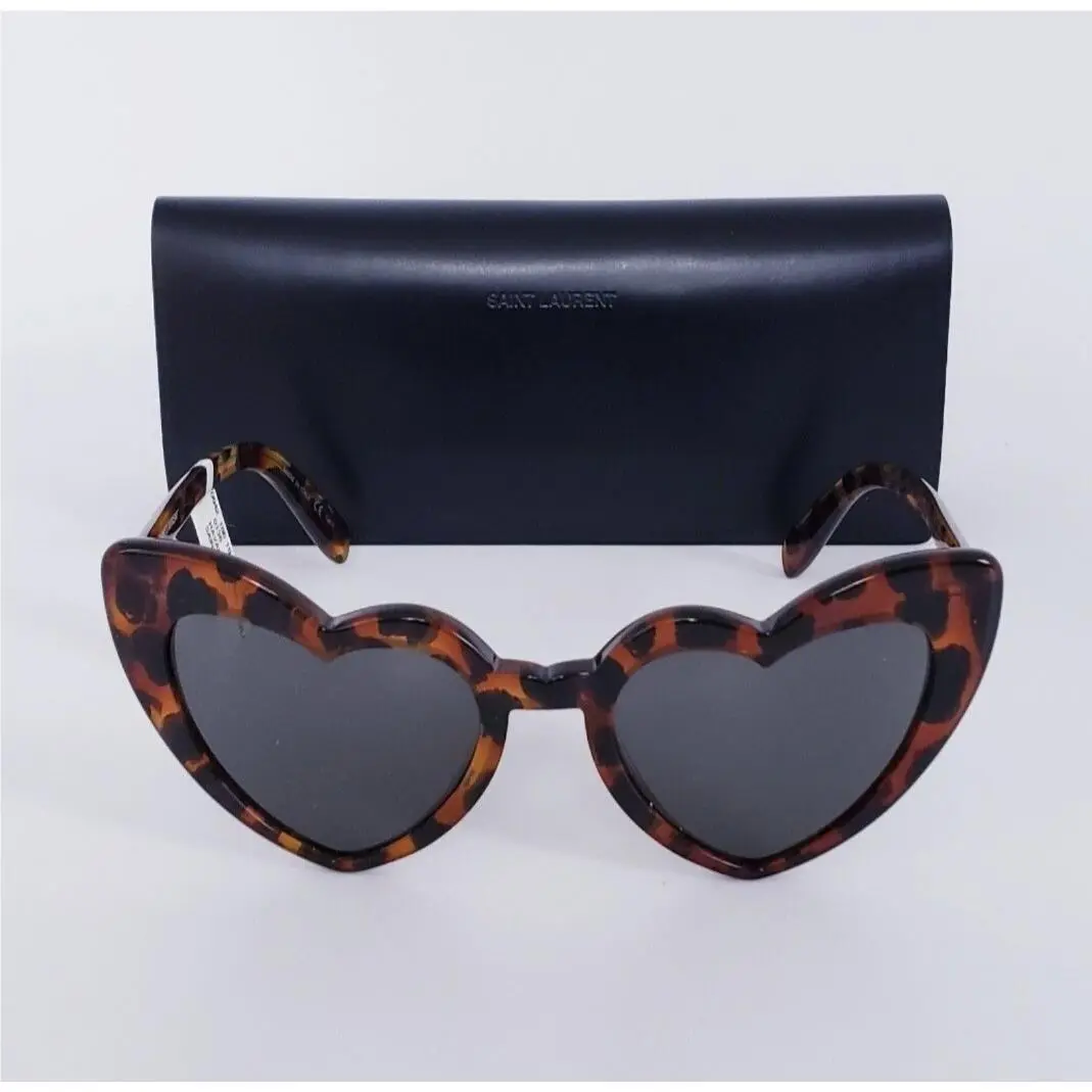 Saint Laurent Loulou Ysl SL181 006 Marble Havana/ Grey Lens Heart Sunglasses by Yves Saint Laurent