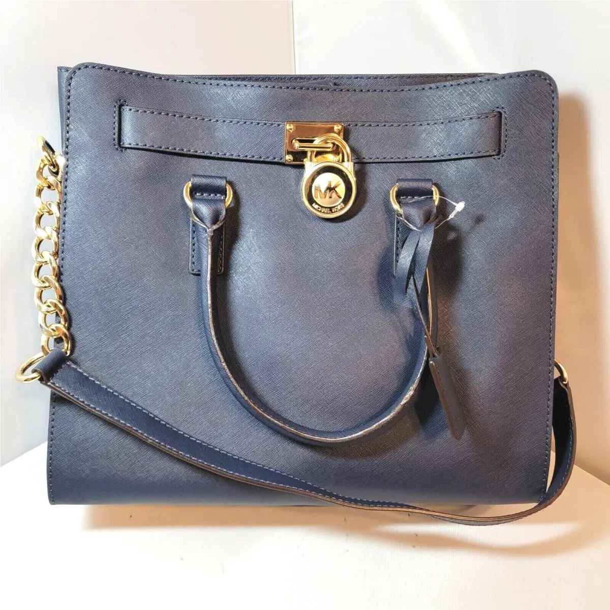 Michael Kors Hamilton Navy Large Tote Leather Purse Charm