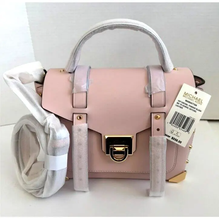 Michael Kors Manhattan Medium Leather School Satchel Crossbody Handbag