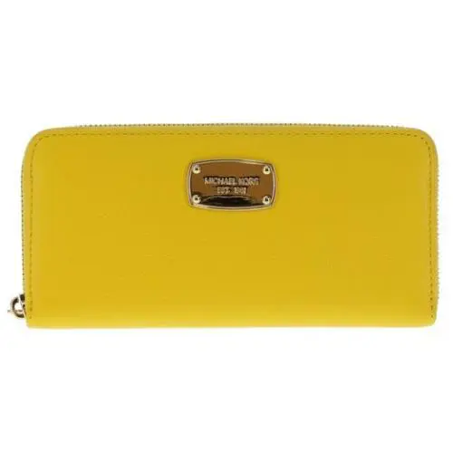 Michael Kors Jet Set Item Citrus Yellow Leather Continental Zip Wallet Clutch