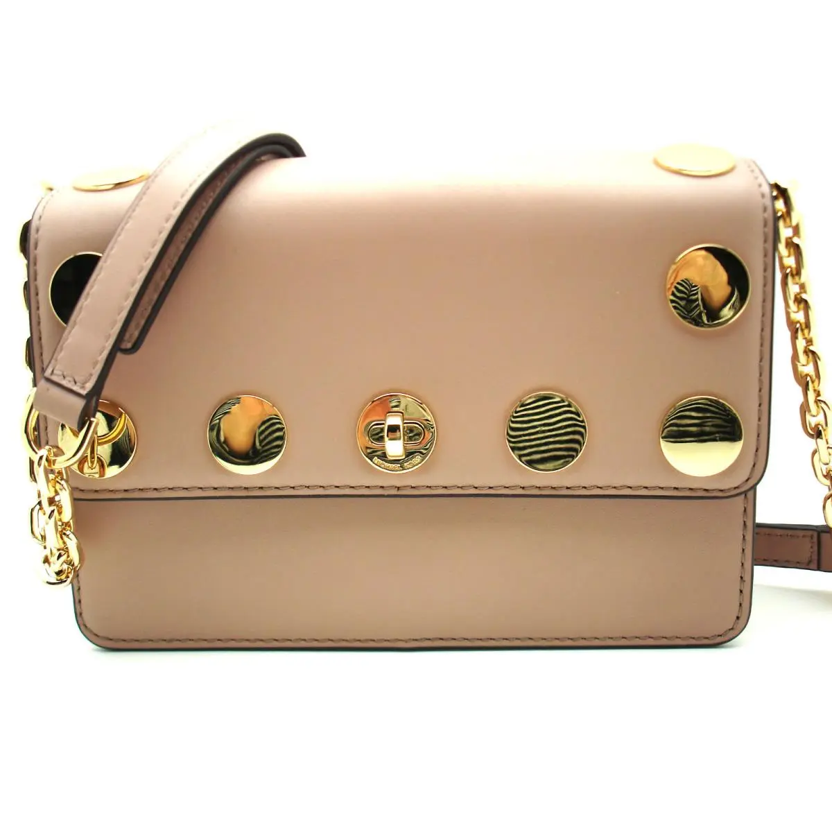 Michael Kors Rivington Stud Natalie Chain Leather Crossbody Fawn