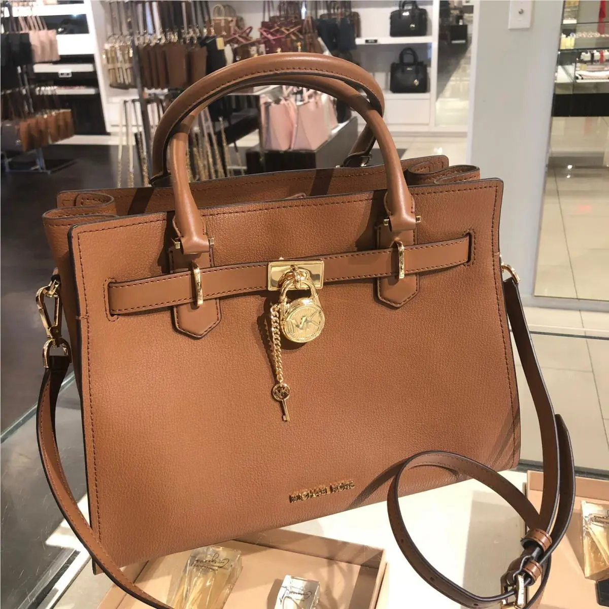 Michael Kors Medium Satchel Shoulder Bag Handbag Purse Crossbody Tote Luggage