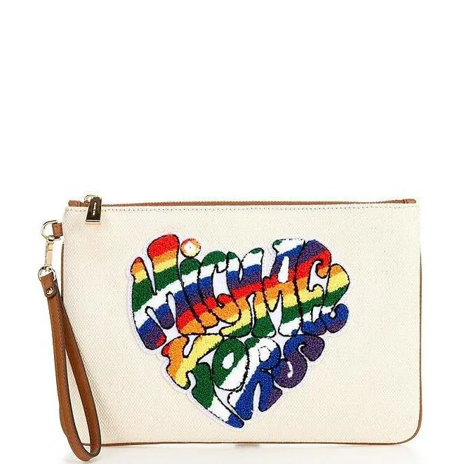 Kors Women`s Pride Jet Set Zip Pouch Natural/acorn - Lining: Black, Exterior: Nautral