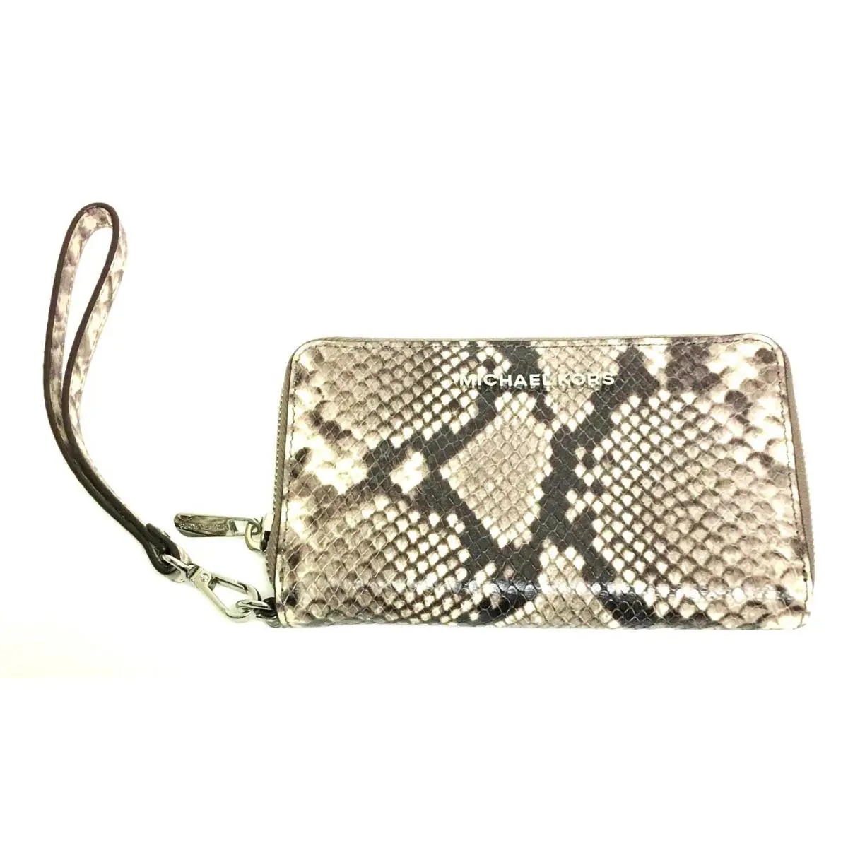 Michael Kors Jet Set Natural Python Leather LG Flat Phone Case Wristlet Wallet