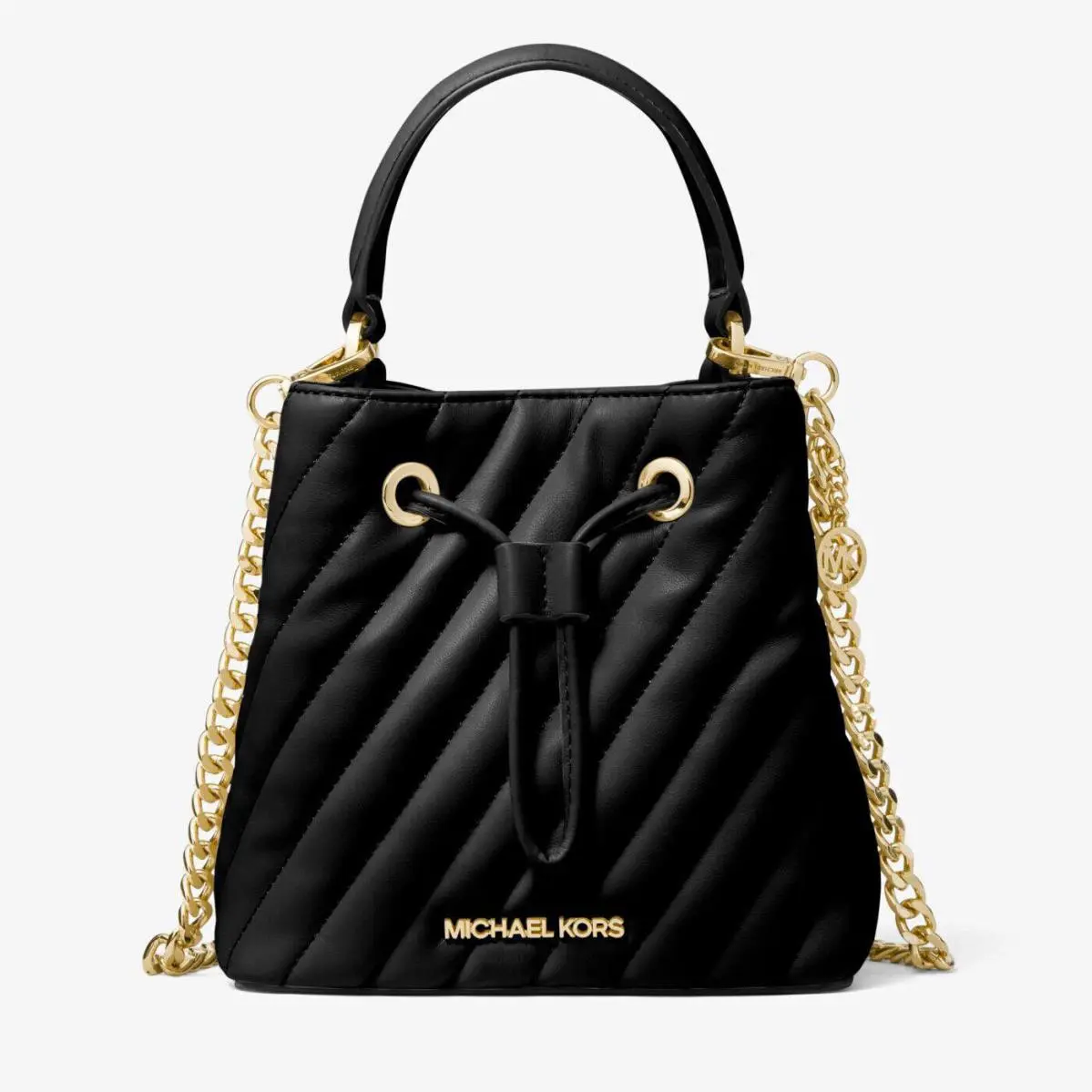 Michael Kors 35T0GU2C0U Suri Small Bucket Crossbody Vegan Leather Hangbag Black