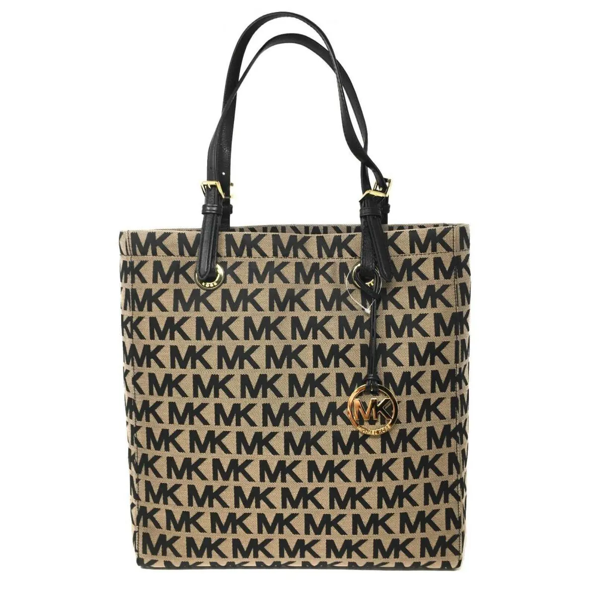 Michael Kors Jet Set North South Monogram Tote - Beige Black