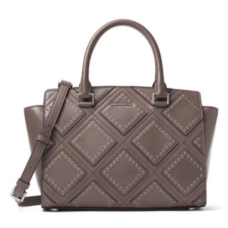 Michael Kors Selma Diamond Grommet Medium Satchel Bag Cinder