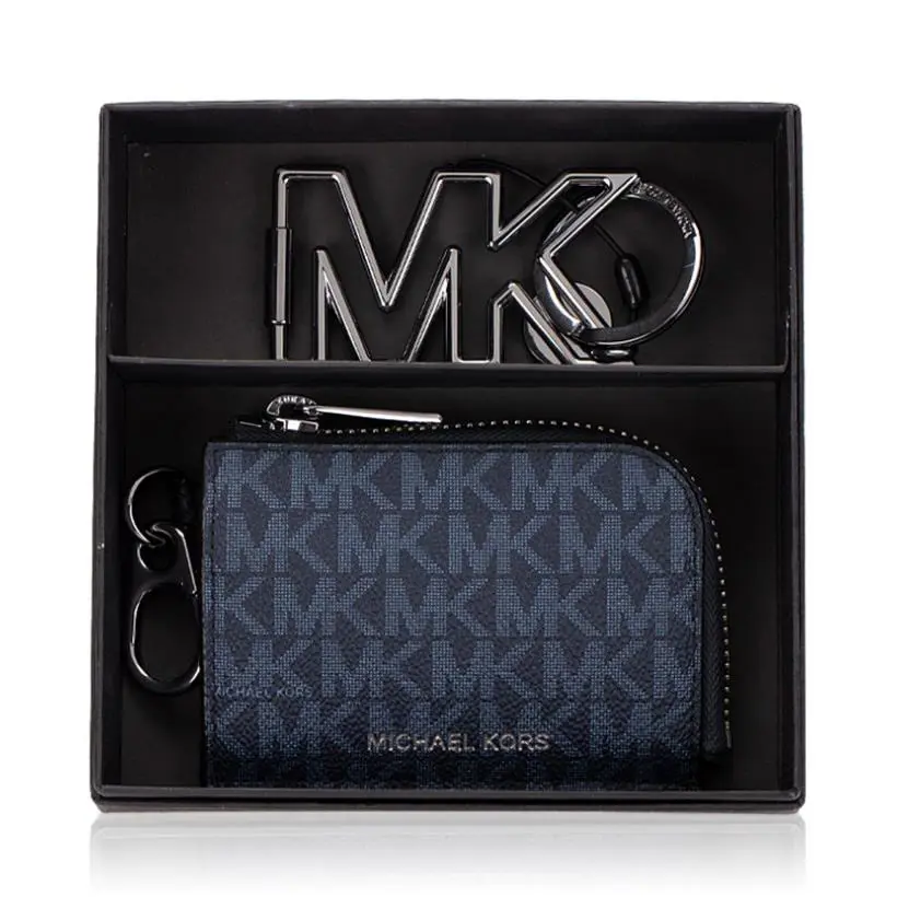 Michael Kors Logo Wallet and Keychain Gift Set Admrl/plblue