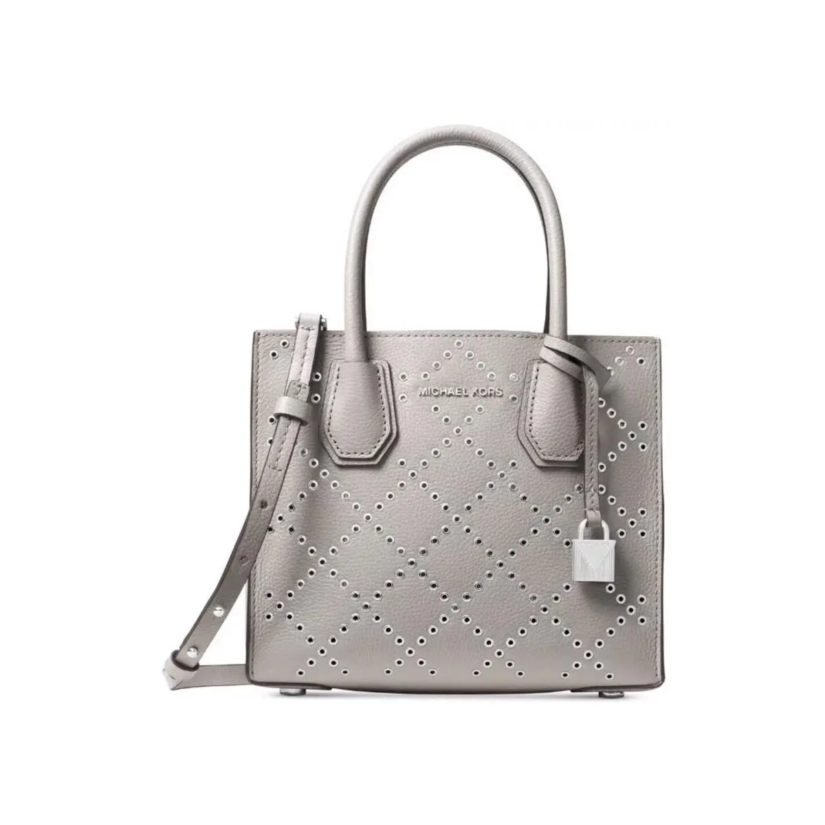 Michael Kors Studio Mercer Studded Grommet Medium Cross-body Messenger Pearlgrey